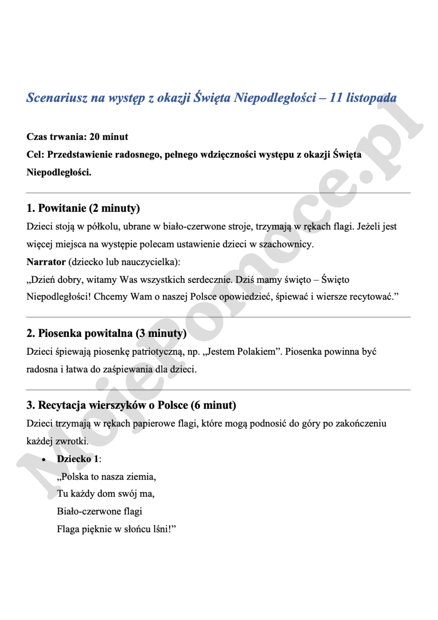 Zestaw edukacyjny na Święto Niepodległości: Scenariusz przedstawienia i materiały do samodzielnego wydruku - obrazek 2